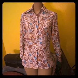 Vintage 70s button floral button down S/M